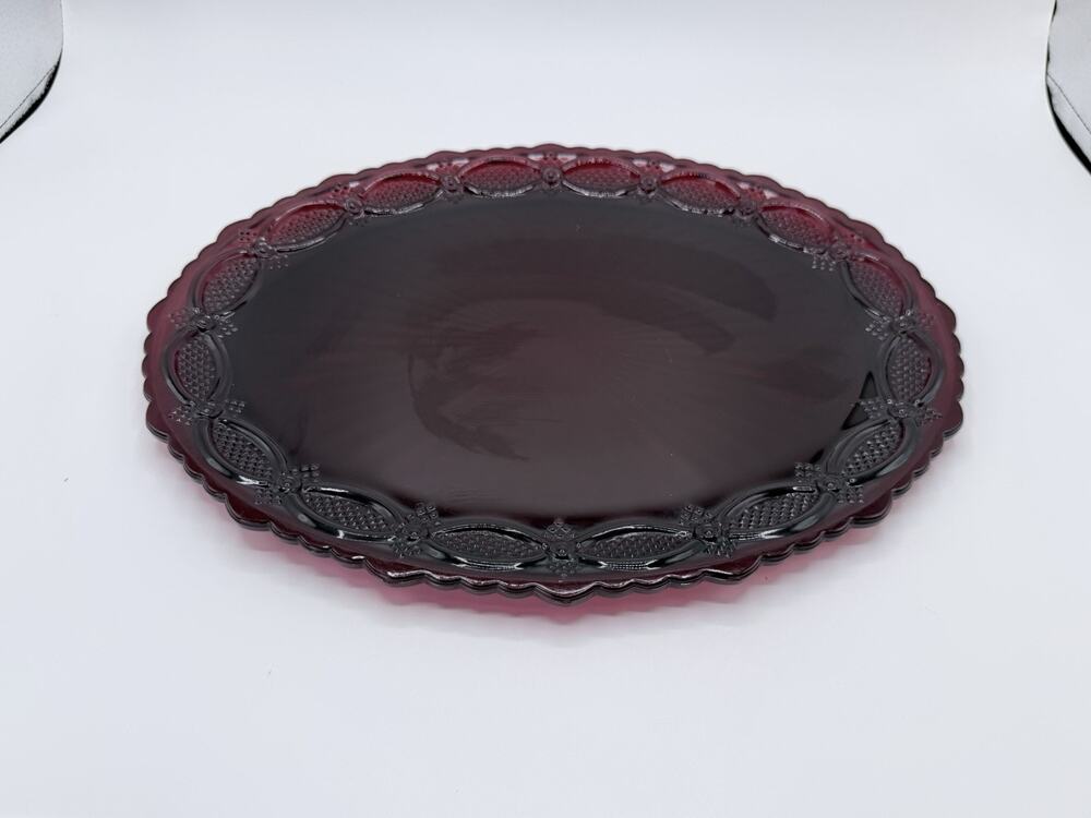 Vintage Avon 1876 Cape Cod Ruby Red Glass 13.5" Oval Platter